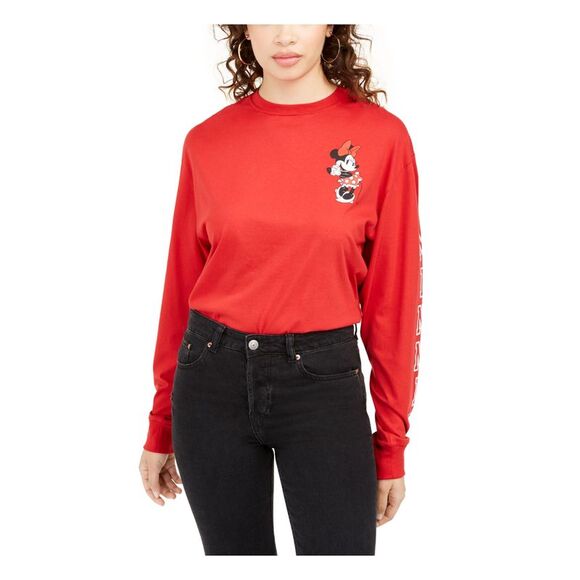 HYBRID APPAREL Tops - HYBRID APPAREL Womens Red Cotton Long Sleeve Crew Neck Top XS